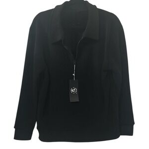 Women Fleece Lined Black Half Zip Sweater-NWT